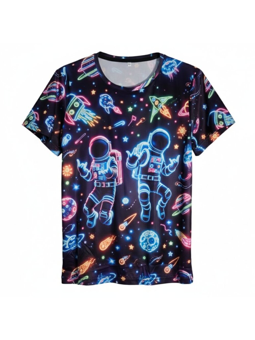 NWOT | Kids Neon 3D Space Astronaut Galaxy All Over Print Graphic Tee | 12/13